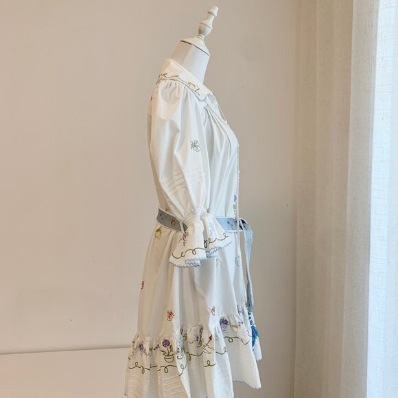 Giulia Embroidered Mini Dress in Cream - Picture 5 of 8